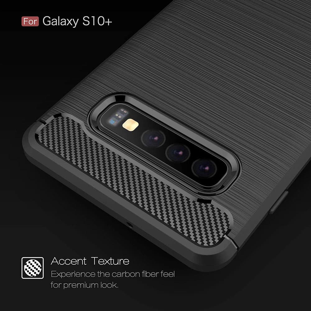 Techsuit Karbon Silikon Samsung Galaxy S10 Plus Černá - náhled 5