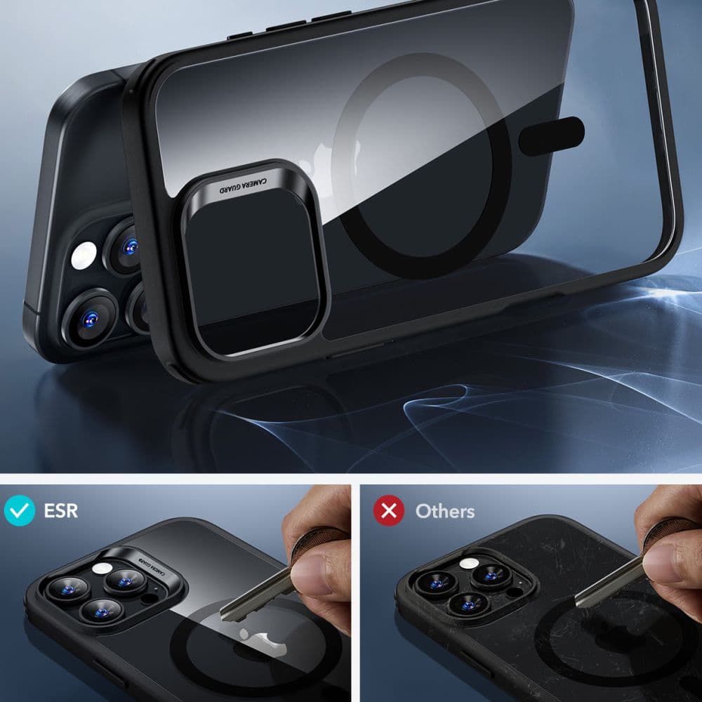 ESR Classic Hybrid HaloLock s ochranou displeje iPhone 16 Pro Max černá průhledná - náhled 5
