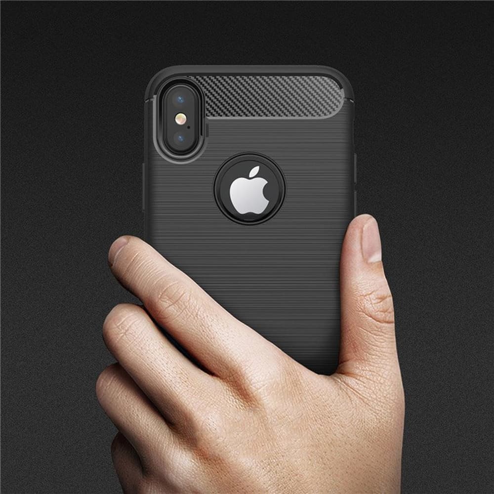 Techsuit Carbon Silicone pro iPhone X iPhone XS černý - náhled 5