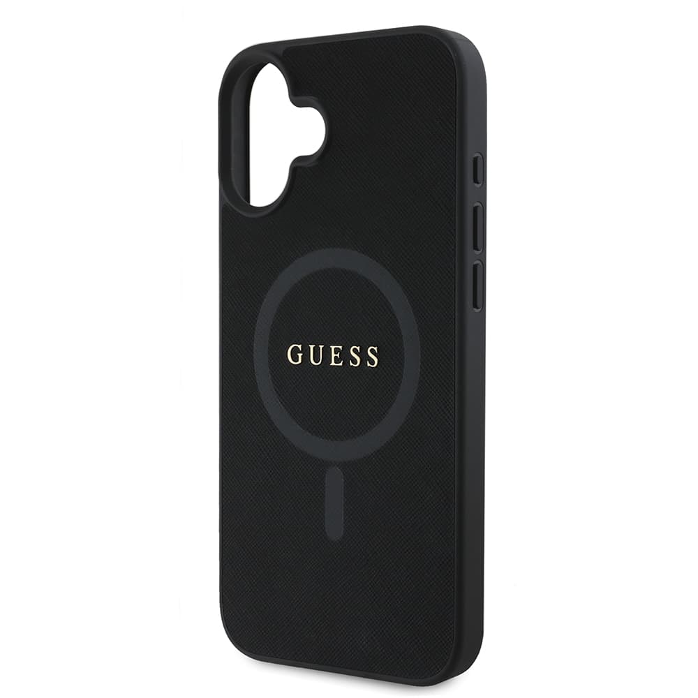 Guess Saffiano Classic Logo MagSafe pouzdro iPhone 16 Plus černé - náhled 5