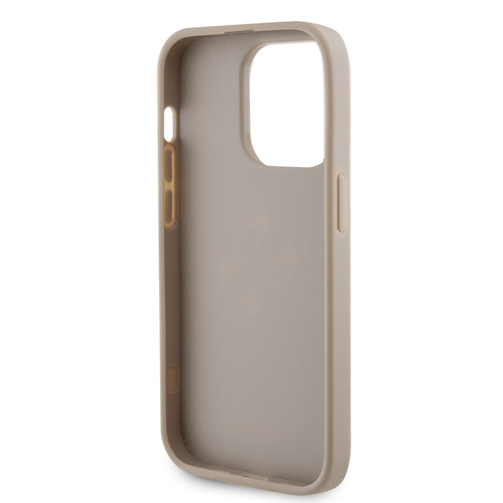 Guess - Kožený Perforovaný 4G iPhone 15 Pro Zlatá - náhled 5