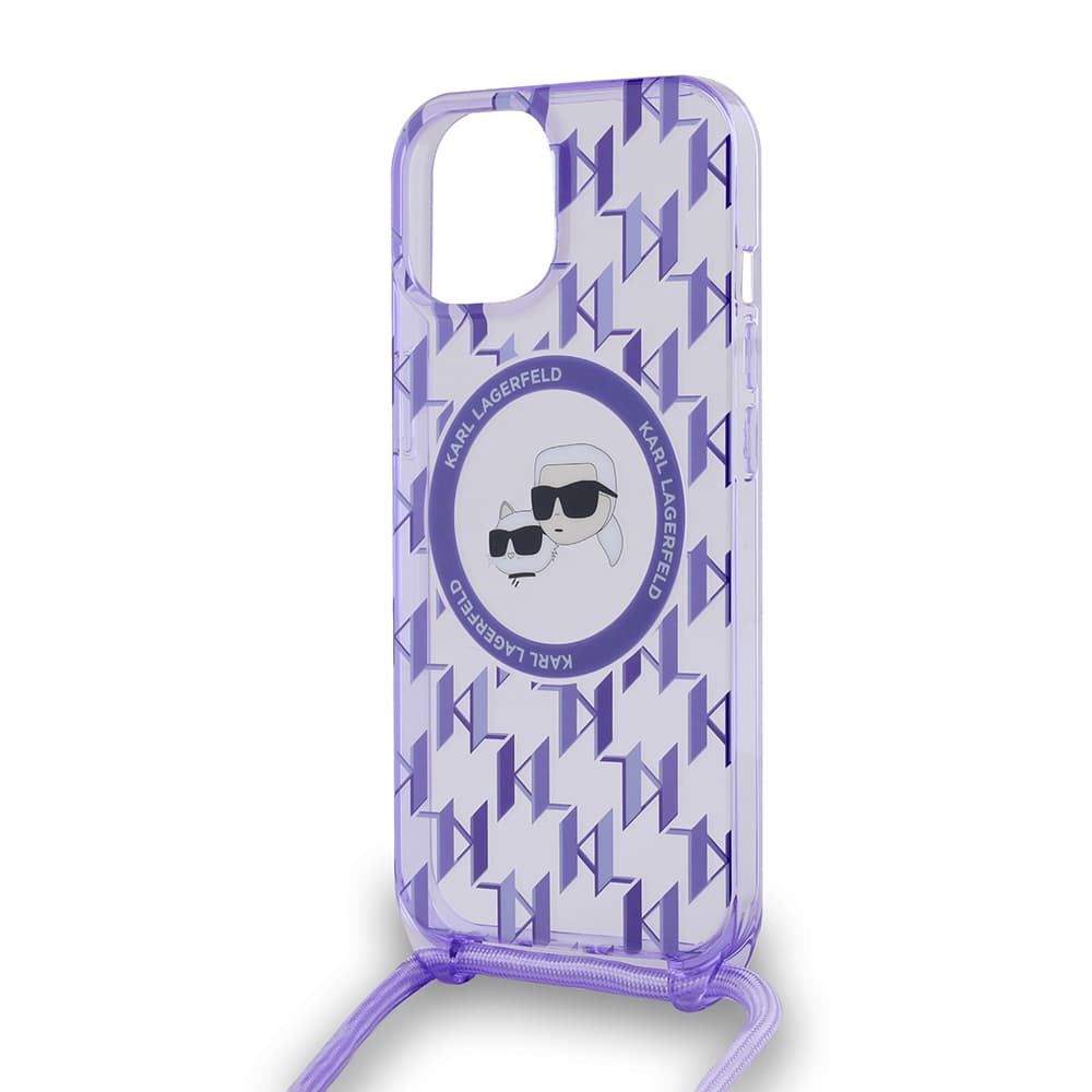 Karl Lagerfeld IML Crossbody MagSafe iPhone 15 fialová Mono Karl&amp;Choupette - náhled 5