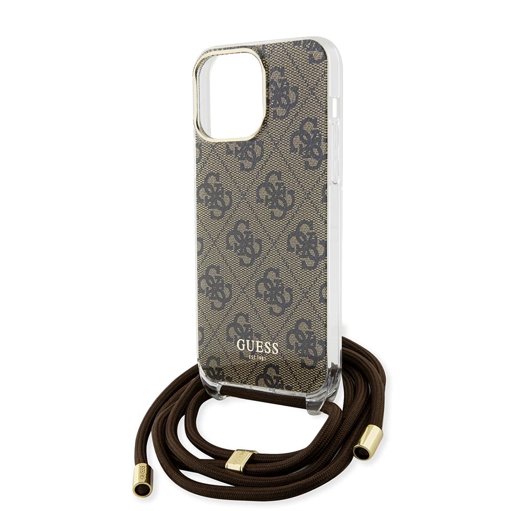 Guess Crossbody Cord 4G Print GUHCP15LHC4SEW iPhone 15 Pro hnědá - náhled 5