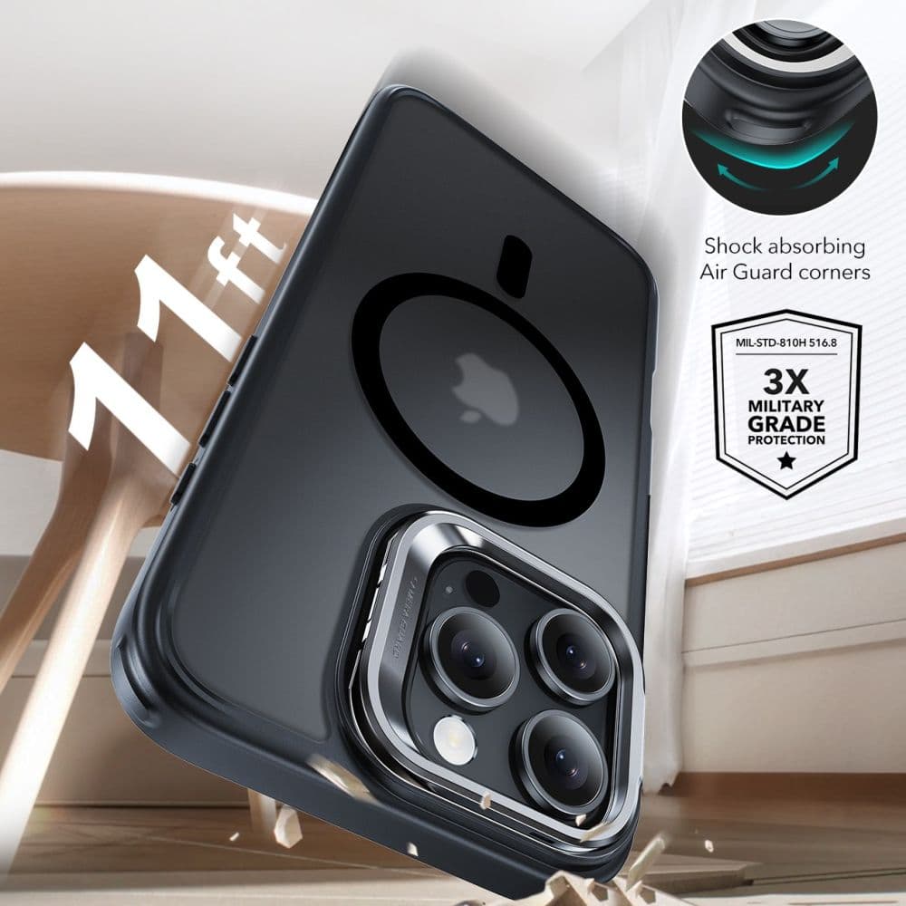 ESR Classic Hybrid HaloLock Kickstand + Tvrzené sklo iPhone 16 Pro Max matná černá - náhled 5