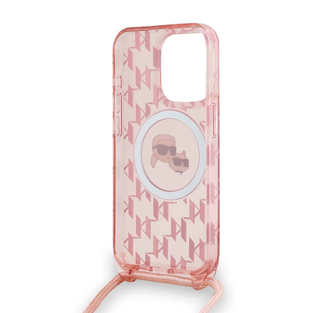 Karl Lagerfeld IML Crossbody MagSafe iPhone 15 Pro růžový monogram Karl&amp;Choupette Head - náhled 5