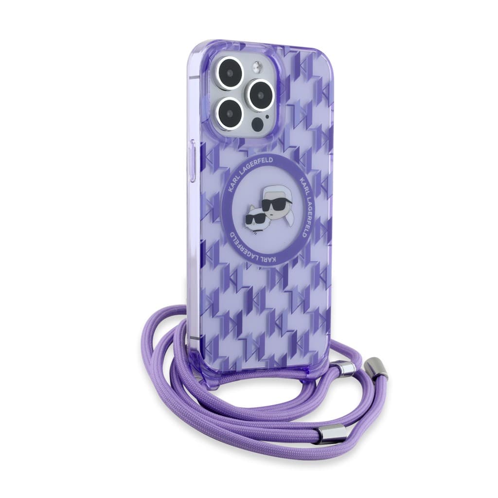 Karl Lagerfeld IML Crossbody MagSafe iPhone 15 Pro fialový monogram Karl&amp;Choupette Head - náhled 5