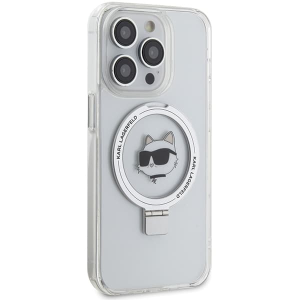 Karl Lagerfeld Hardcase Ring Stand MagSafe iPhone 15 Pro Max bílá Choupette Head - náhled 5