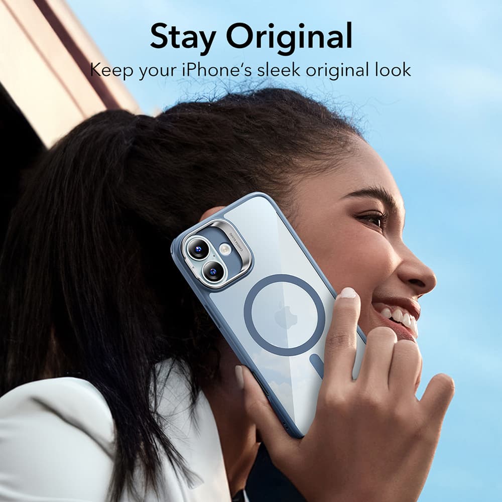 ESR Classic Hybrid HaloLock Kickstand iPhone 16 průhledná modrá - náhled 5