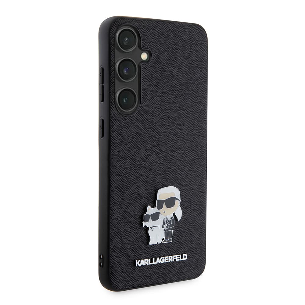 Karl Lagerfeld Saffiano pouzdro růžové pro Samsung Galaxy S24 Plus Karl&amp;Choupette Metal Pin - náhled 5