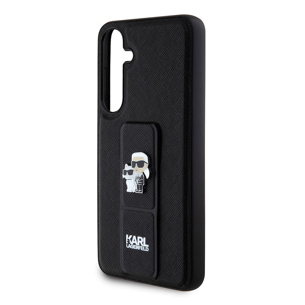 Karl Lagerfeld Saffiano Gripstand Samsung Galaxy S24 Plus Karl&amp;Choupette Black - náhled 5