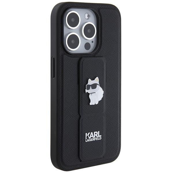 Karl Lagerfeld Saffiano Gripstand iPhone 14 Pro Choupette růžová - náhled 5