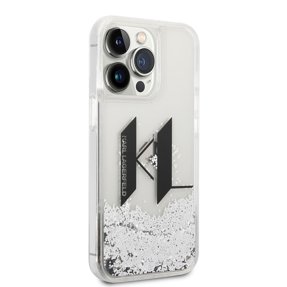 Karl Lagerfeld Hardcase Liquid Glitter iPhone 14 Pro velký KL černá - náhled 5