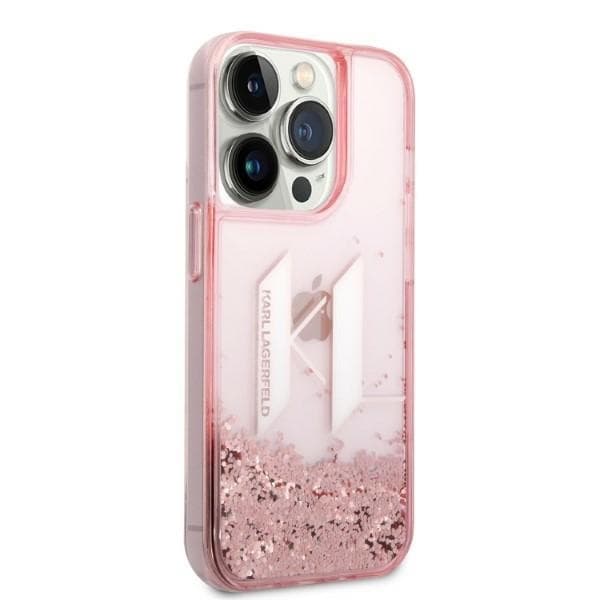 Karl Lagerfeld pouzdro Glitter iPhone 14 Pro růžové Liquid Big KL - náhled 5