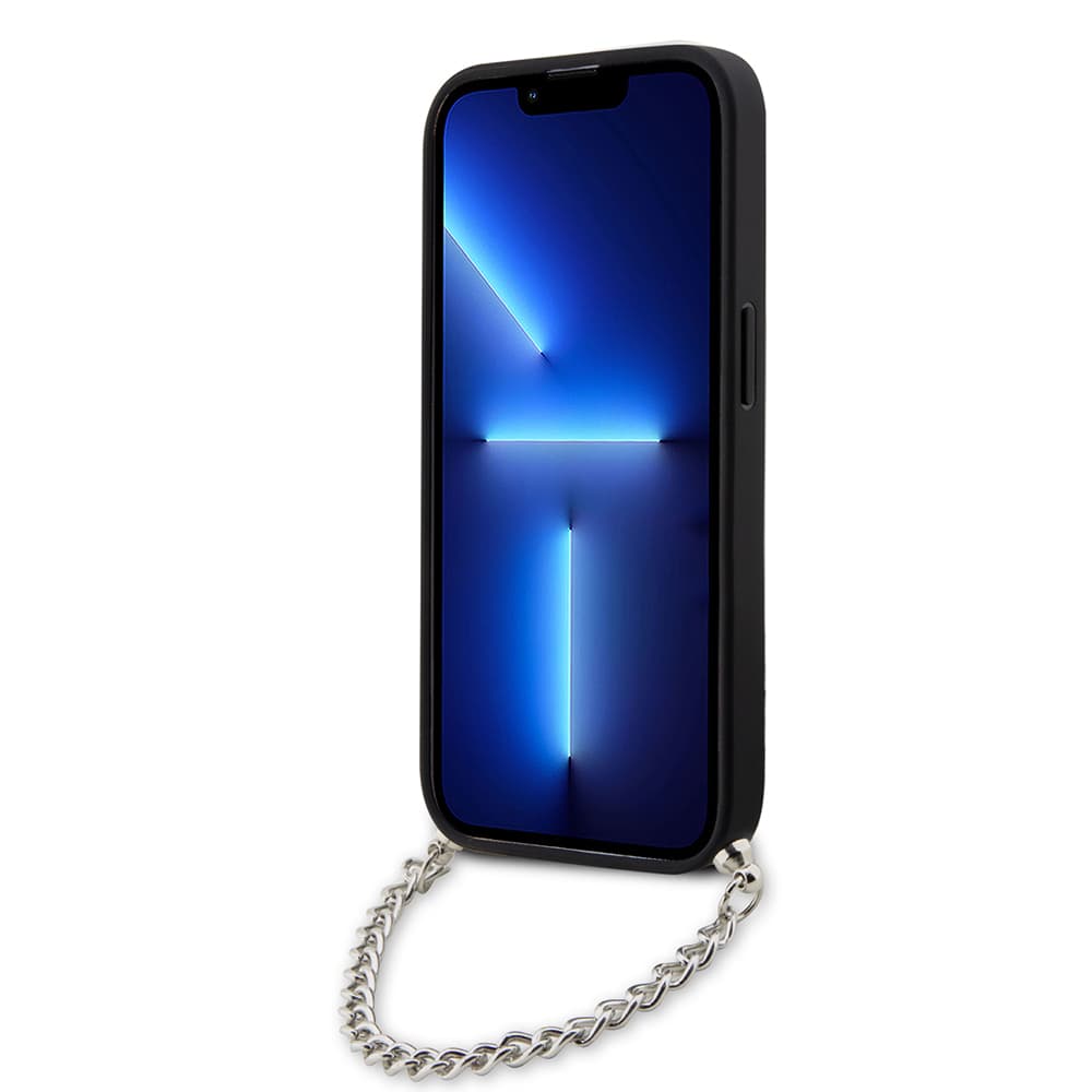 Karl Lagerfeld Saffiano Monogram Chain pro iPhone 14 Pro stříbrná - náhled 5