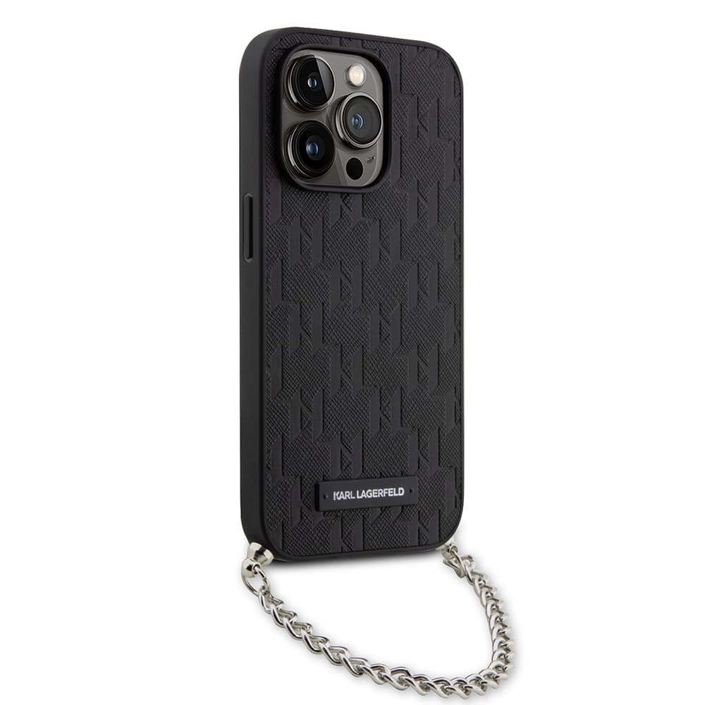 Karl Lagerfeld Saffiano Monogram Chain pro iPhone 14 Pro černá - náhled 5