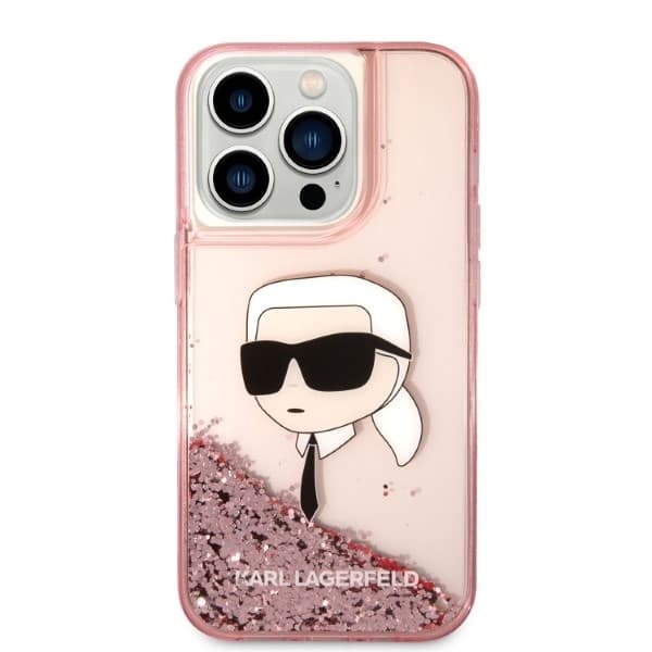 Karl Lagerfeld Hardcase Glitter iPhone 14 Pro růžová Karl Head - náhled 5