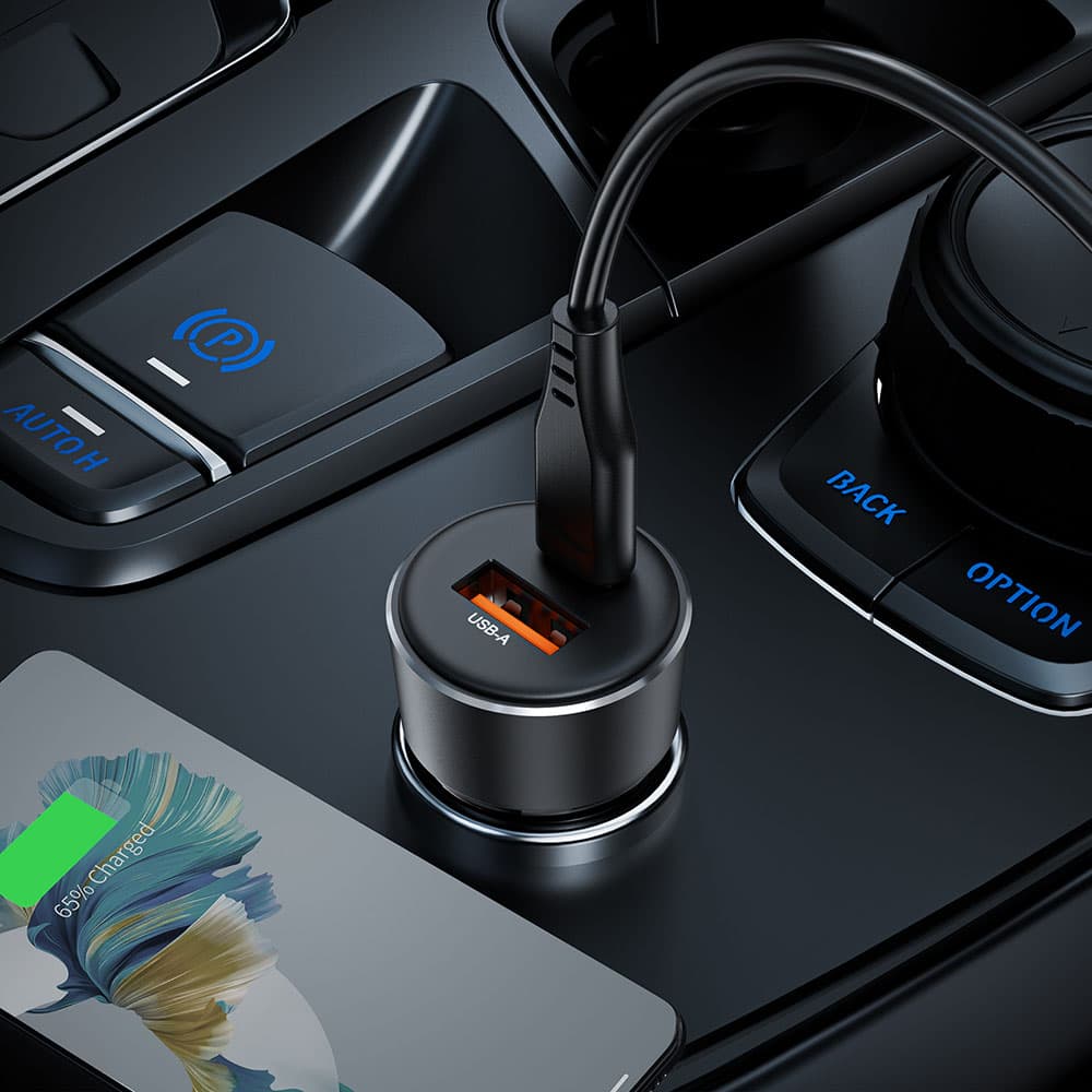 Acefast Car Charger B12 Dvouportová Type-C USB Dvojité Rychlé Nabíjení 60W Černá - náhled 5