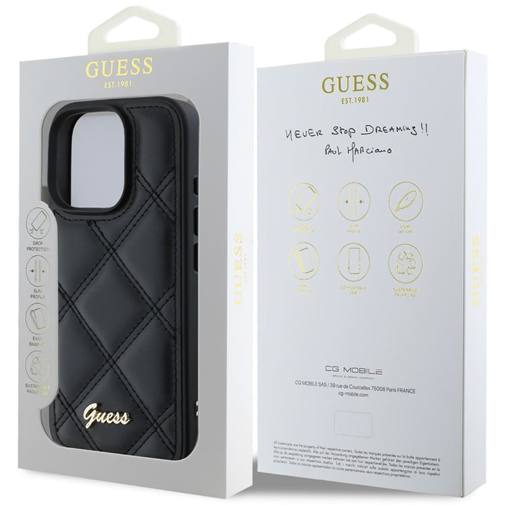 Guess Quilted Metal Logo GUHCP16LPSQSQSK iPhone 16 Pro černá - náhled 5