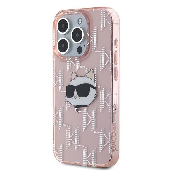 Karl Lagerfeld IML Luxury iPhone 15 Pro růžová Choupette Head&amp;Monogram - náhled 5