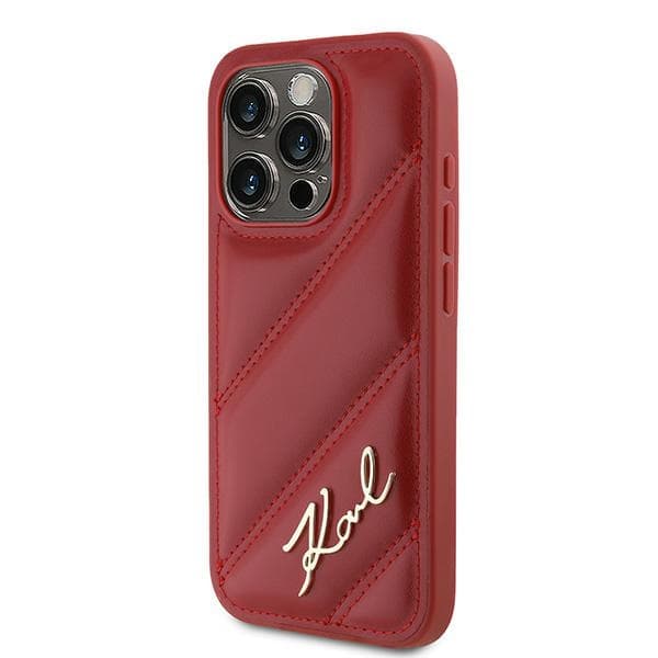 Karl Lagerfeld Diagonal Quilted Script iPhone 15 Pro červený - náhled 5