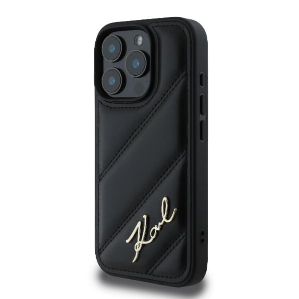 Karl Lagerfeld Diagonal Quilted Script pouzdro iPhone 16 Pro Max černé - náhled 5