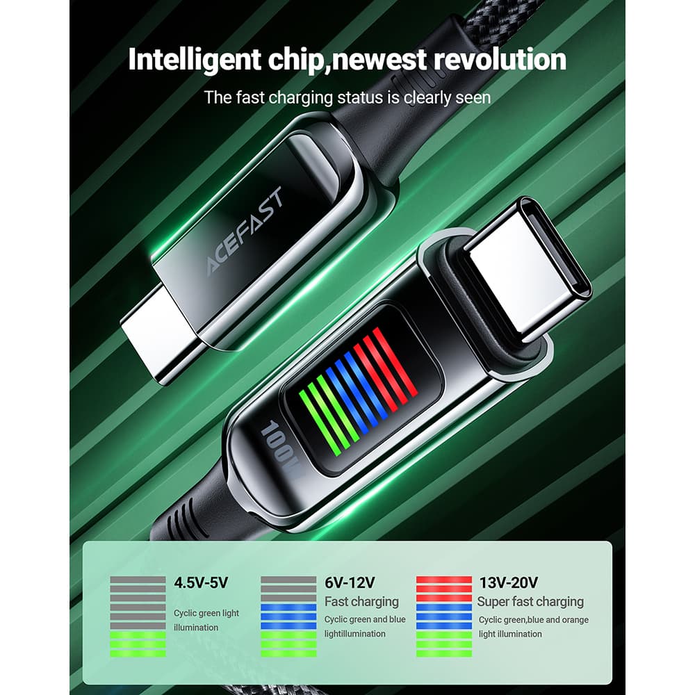 Acefast Datový kabel C7-03 Type-C na Type-C 100W rychlé nabíjení 1.2m černý - náhled 5