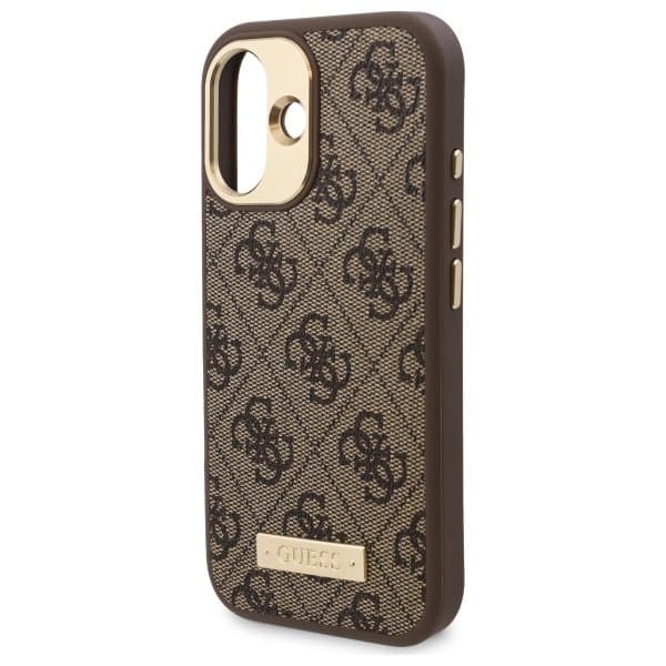 Guess Hardcase 4G Logo Plate MagSafe iPhone 16 hnědý - náhled 5