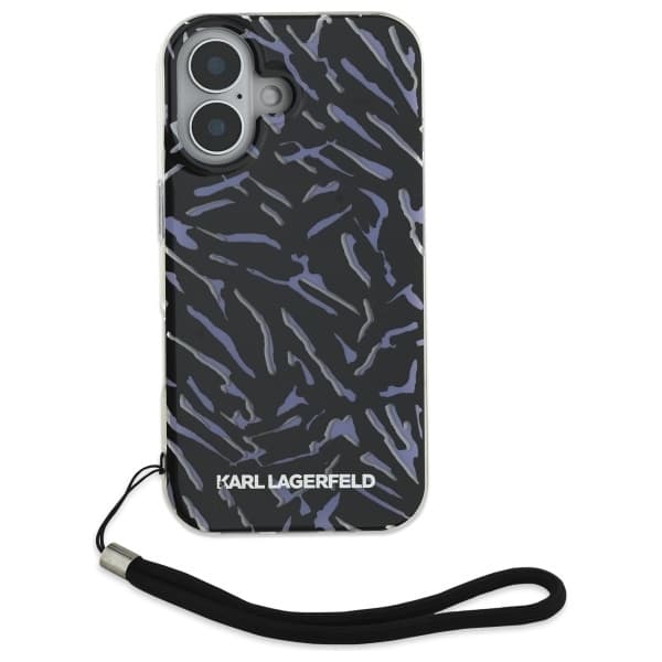 Karl Lagerfeld pouzdro iPhone 16 Plus fialová zebra s popruhem - náhled 5