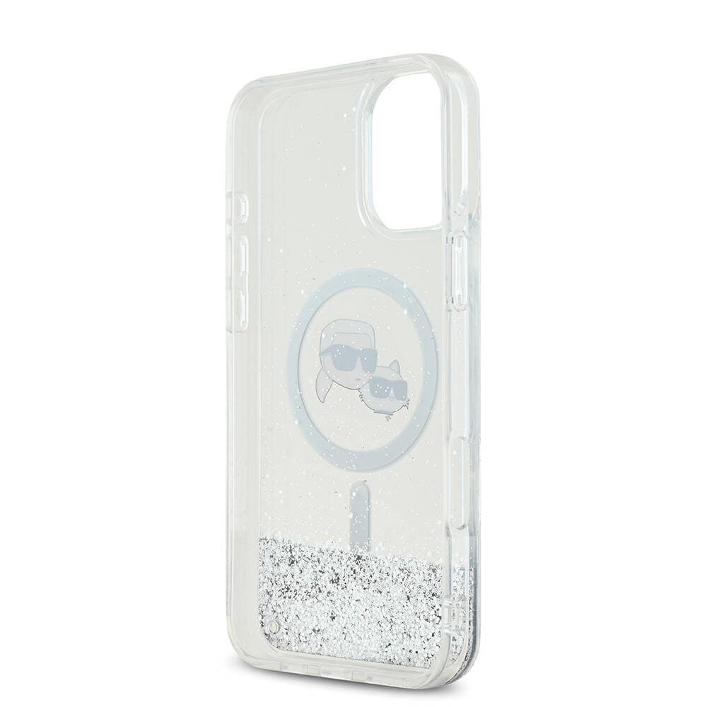 Karl Lagerfeld Glitter Liquid MagSafe iPhone 16 průhledný Karl&amp;Choupette Head - náhled 5