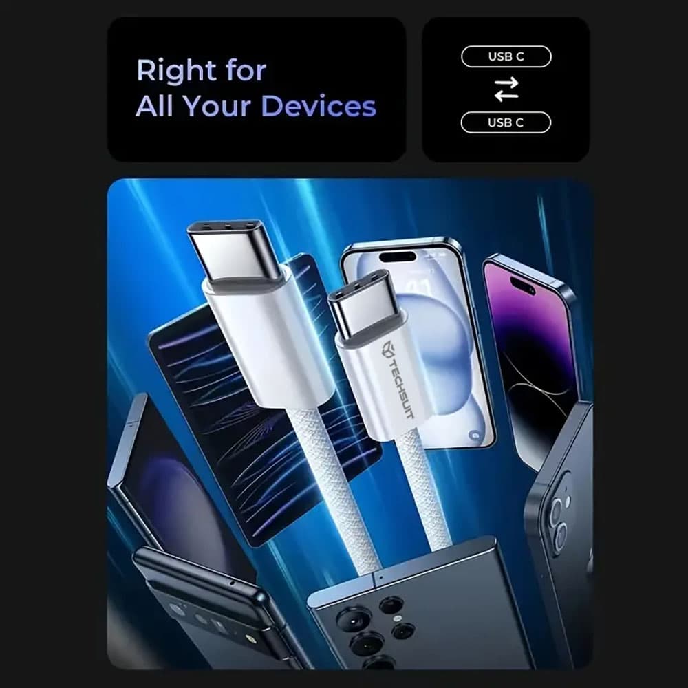 Techsuit Datový kabel PCB114D pro Apple Android Type-C 1m zelený - náhled 5