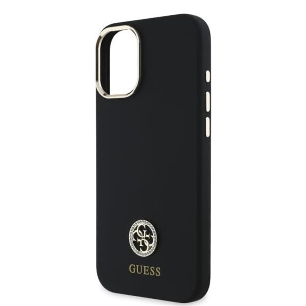 Guess Silicone Logo Strass 4G pouzdro iPhone 16 černé - náhled 5