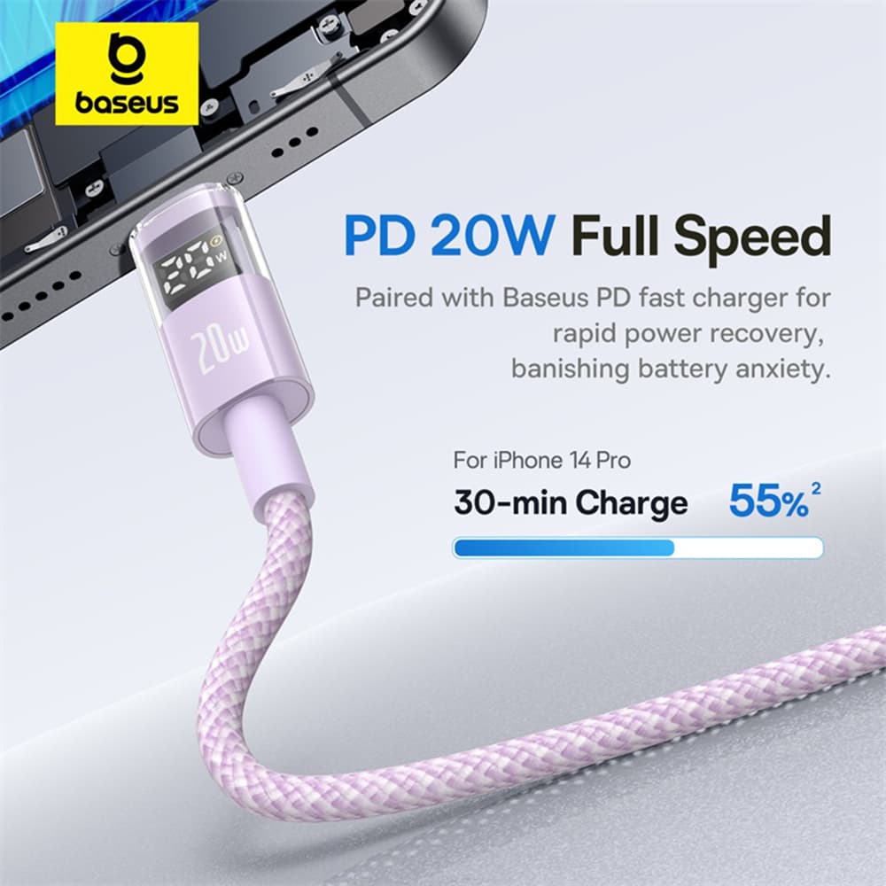 Baseus Data Cable Display 2 20W 2m Nebula fialová - náhled 5
