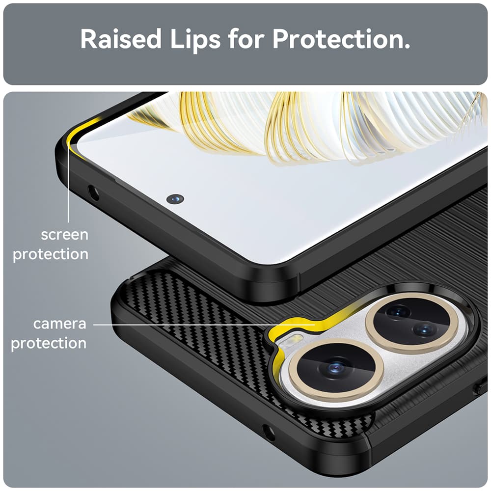Techsuit Karbon Silikon Kryt Huawei nova 10 SE Černý - náhled 5