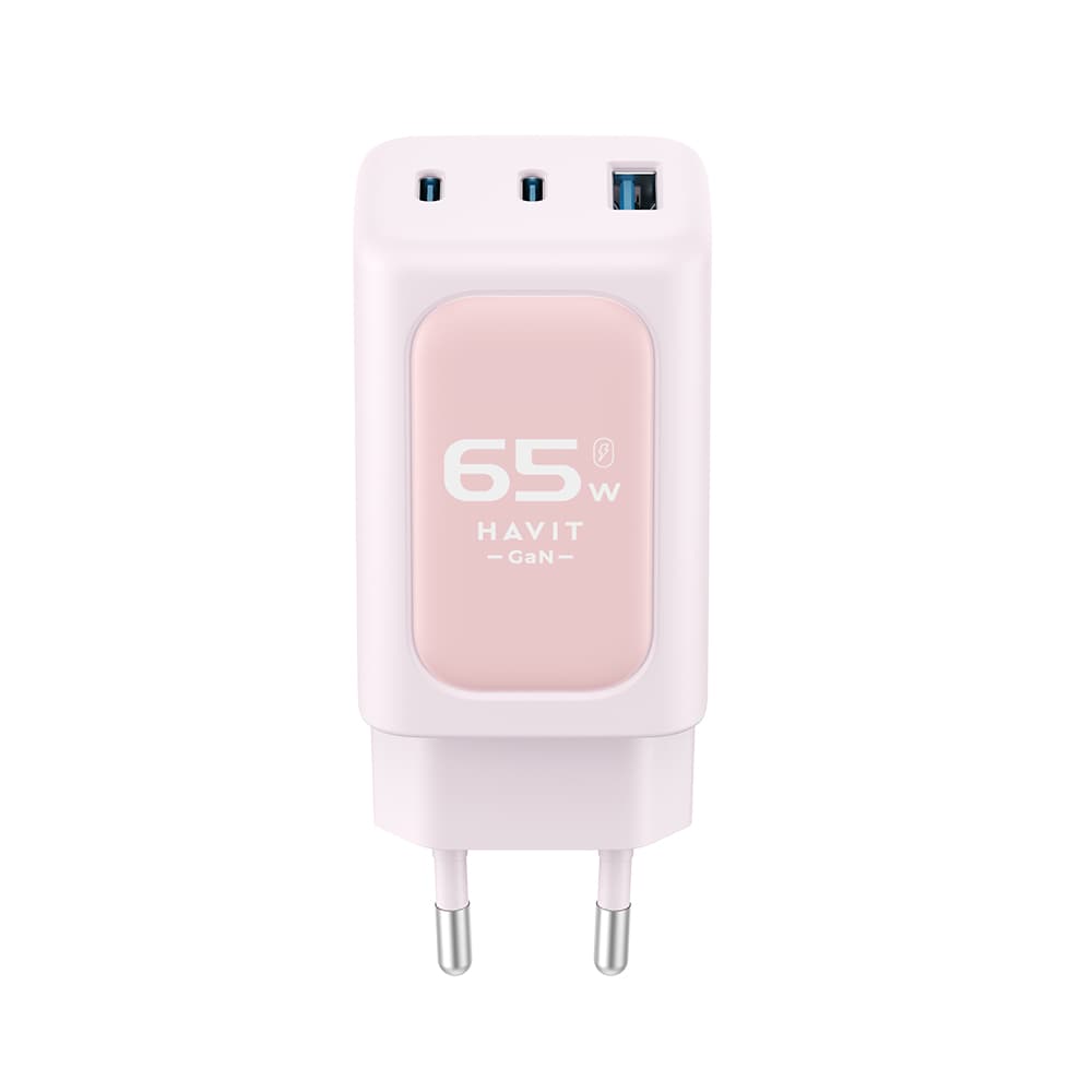 Havit Wall Charger UC260 EU 2x USB-C USB 65W růžová - náhled 5