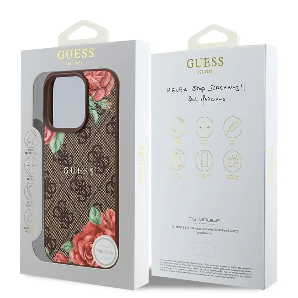 Guess Hardcase 4G Flower Print MagSafe iPhone 16 Pro Max hnědý - náhled 5