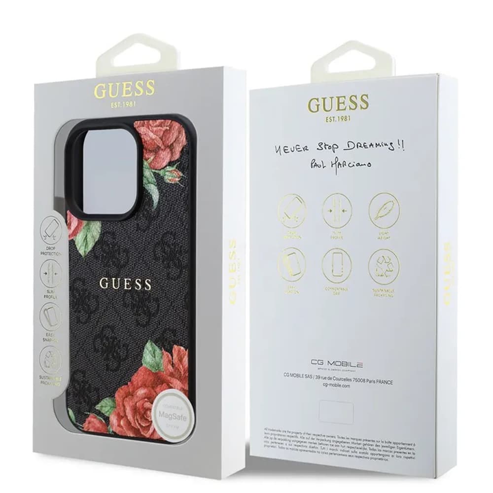 Guess Hardcase 4G Flower Print MagSafe iPhone 16 Pro Max černá - náhled 5