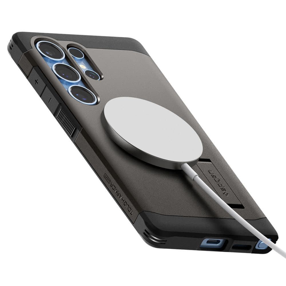 Pouzdro Spigen Tough Armor MagSafe pro Samsung Galaxy S25 Ultra v šedé barvě - náhled 5