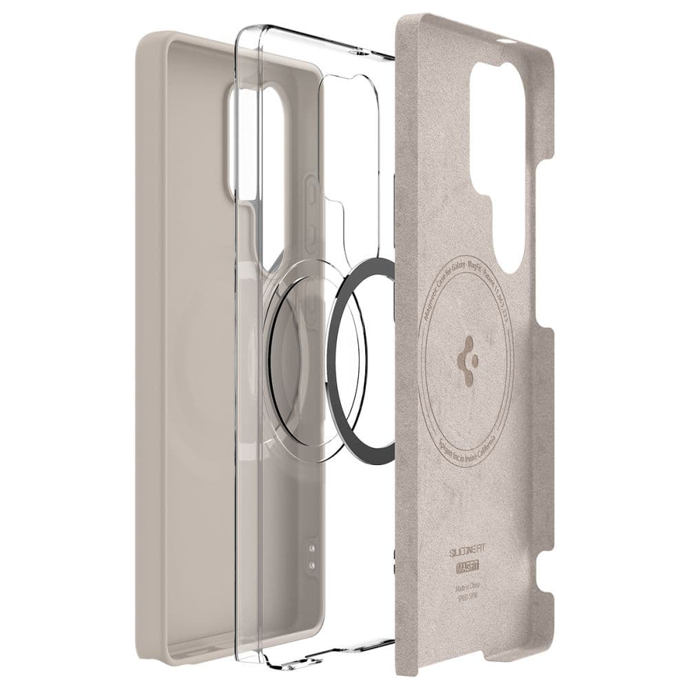 Spigen Silicone Fit MagSafe Samsung Galaxy S25 Ultra přírodní titan - náhled 5