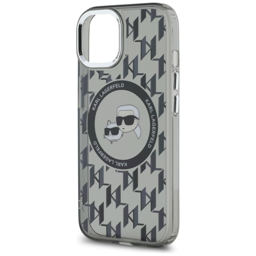 Karl Lagerfeld IML MagSafe iPhone 15 Plus Černý Monogram Karl&amp;Choupette Head - náhled 5