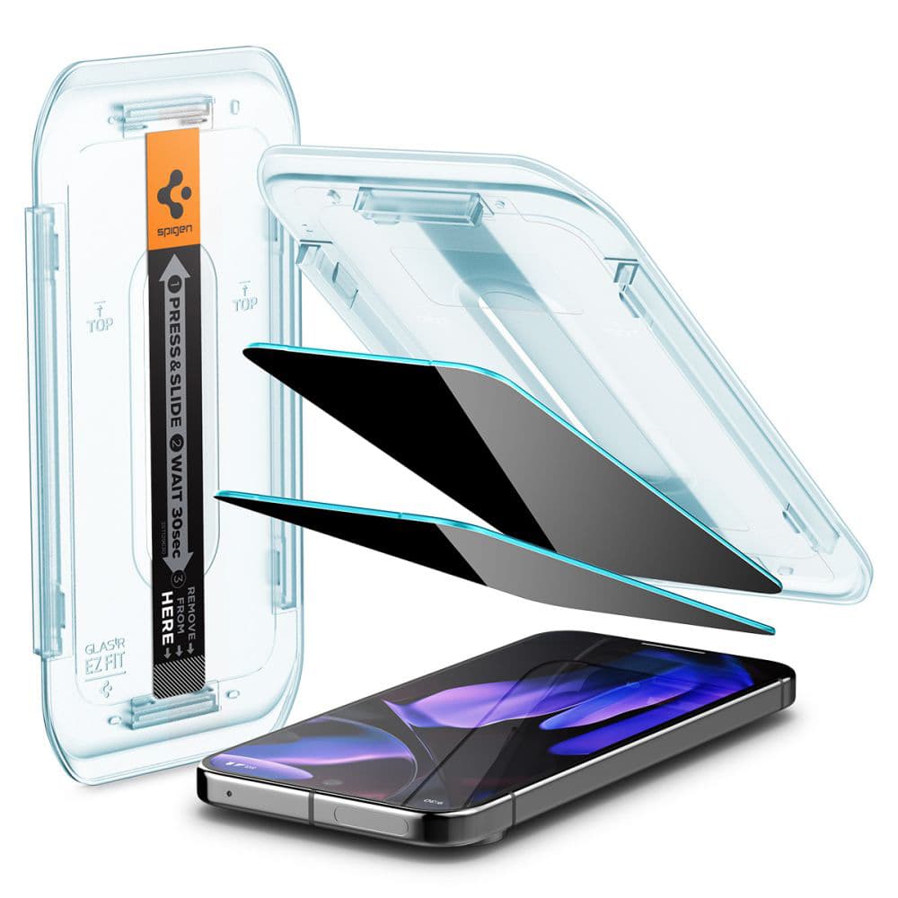 Spigen Glas.tR EZ-FIT (2 ks) Google Pixel 9 / 9 Pro Privacy černá - náhled 5