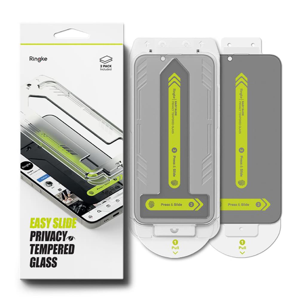 Ringke Easy Slide Privacy tvrzené sklo (2 ks) iPhone 16e černá - náhled 5