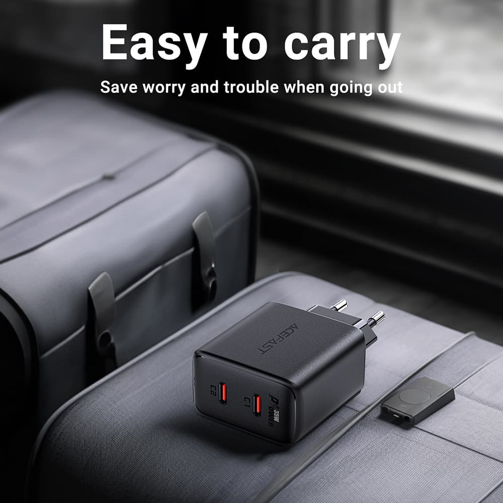 Acefast Wall Charger A49 2x Type-C univerzální nabíječka GaN PD35W černá - náhled 5