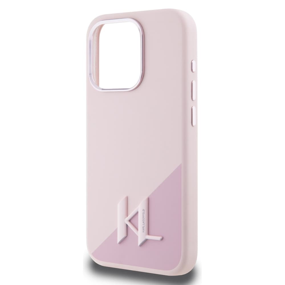 Karl Lagerfeld Silicone MagSafe iPhone 15 Pro růžový Shadow Metal Initial - náhled 5