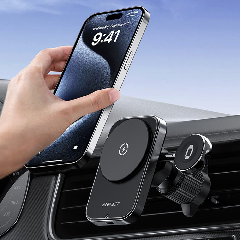 Acefast Držák do auta s bezdrátovým nabíjením D18 pro iPhone černý - náhled 5