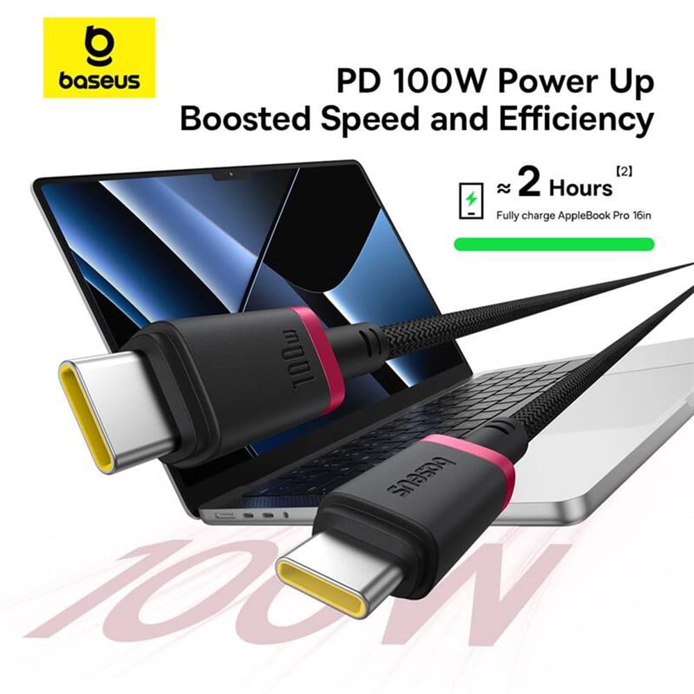 Baseus - datový kabel Dura Series (P10377803U01-01) - pro MacBook, Type-C, rychlé nabíjení, PD 100W, 480Mbps, 1m - červeno-černý - náhled 5