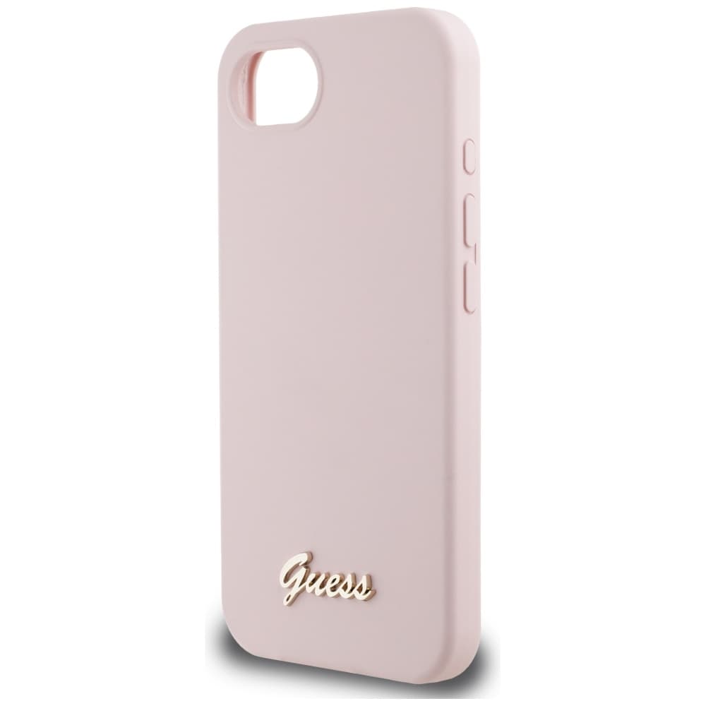 Guess Silicone Script Metal Logo GUHMPSE4SMBSLP iPhone 16e růžová - náhled 5