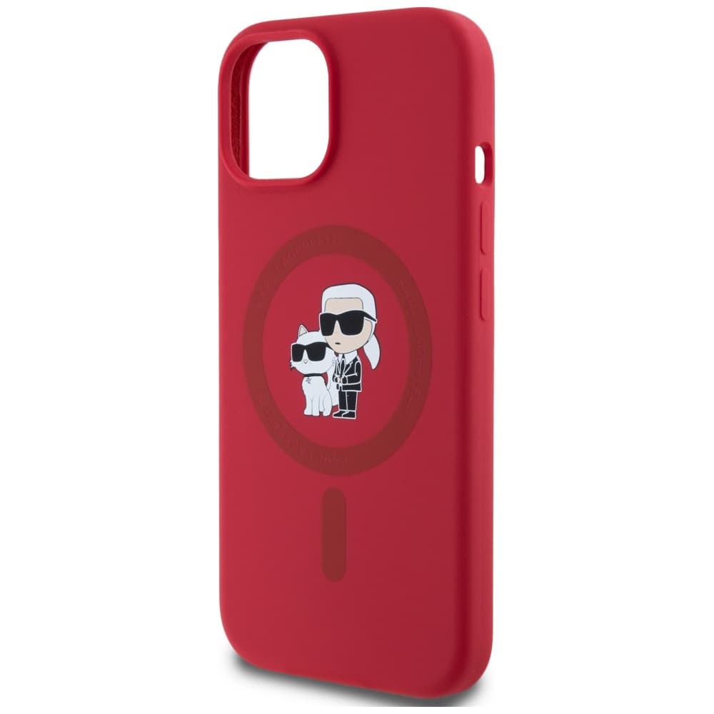 Karl Lagerfeld Silicone MagSafe pro iPhone 15 červená Karl&amp;Choupette - náhled 5