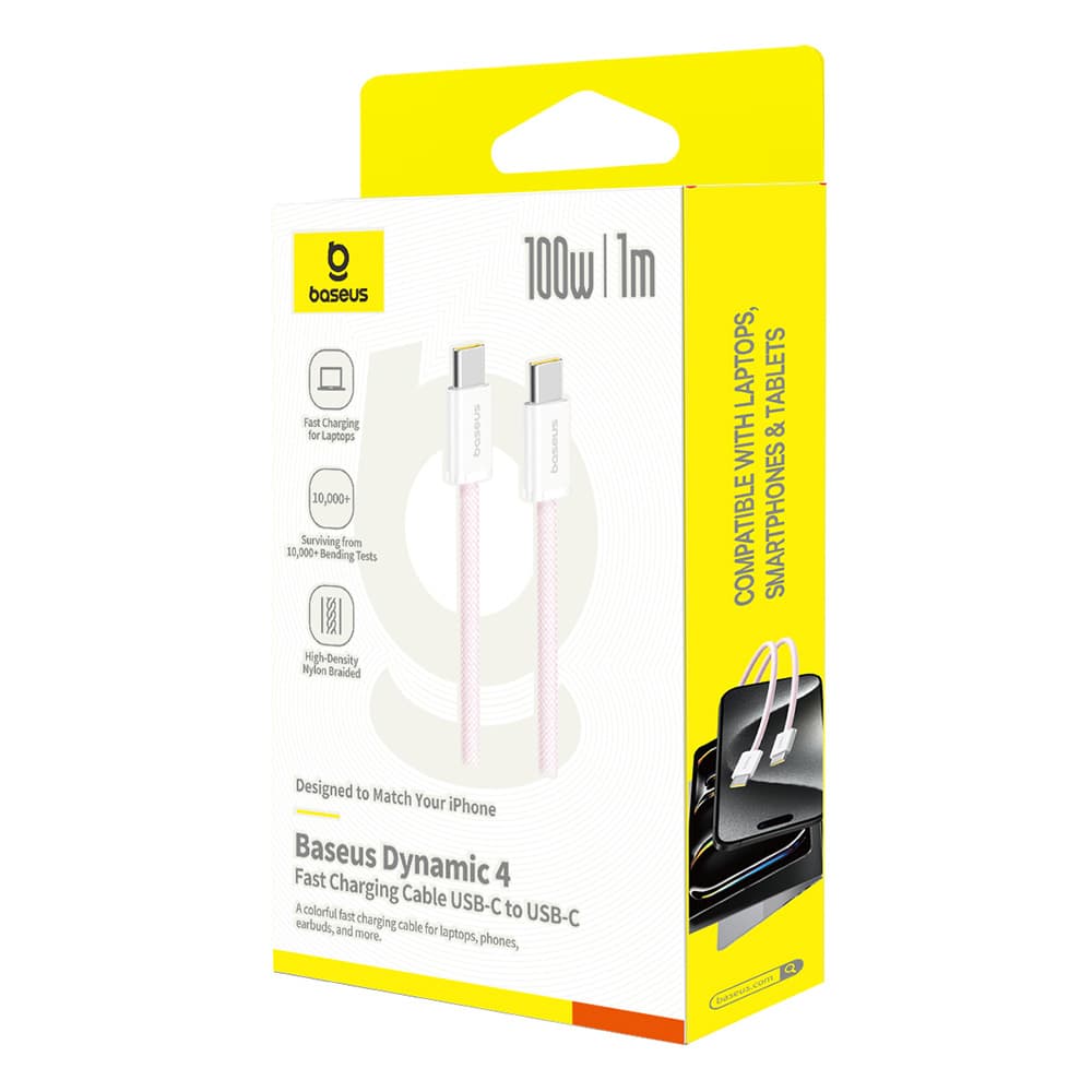 Baseus Data Cable Dynamic 4 Series Type-C Rychlé nabíjení 1m růžová - náhled 5
