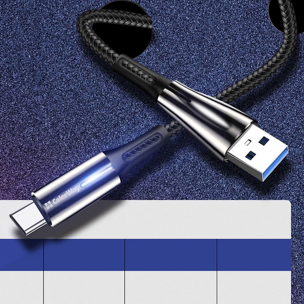 ColorWay Data Cable USB na Type-C Rychlé Nabíjení 1m Černá - náhled 5