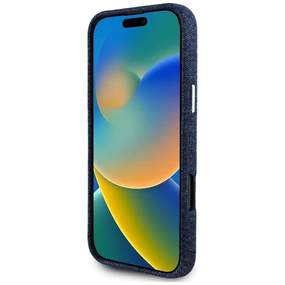 Guess Denim Triangle Logo MagSafe pro iPhone 16 Pro modrý - náhled 5